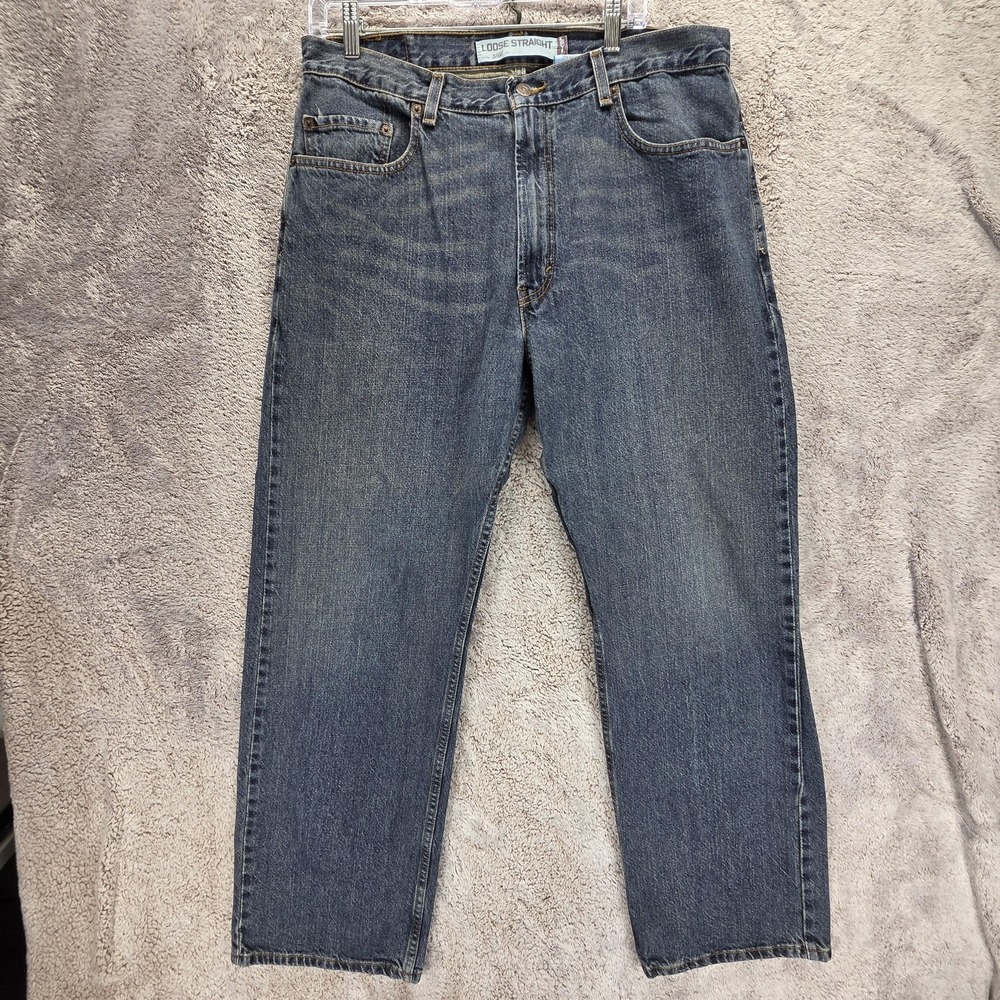 Levis 569 Jeans Mens Blue Loose Straight Zip Fly Denim Medium Wash Fits 34x30